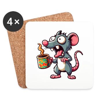 Mouse Rat Coffee Coffee Drinker Coffee Lover - Coasters (set of 4) - white - Front