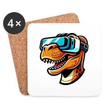 Dino T-Rex VR Gamer Gaming Réalité virtuelle - Dessous de verre (lot de 4) - blanc - Devant