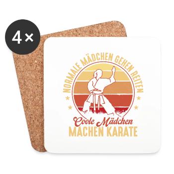 Normal girls go horseback riding karate martial arts - Coasters (set of 4) - white - Front