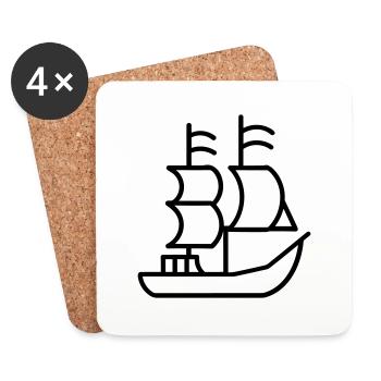 Piratenschiff - Untersetzer (4er-Set) - Weiß - Vorne