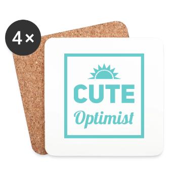 Baby Sayings - cute optimist - Coasters (set of 4) - white - Front