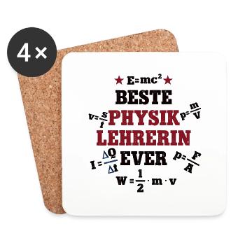 Beste Physik Lehrerin Schule Physiklehrerin Uni - Untersetzer (4er-Set) - Weiß - Vorne