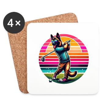 Drôle de chien Malinois Golfer Design pour - Dessous de verre (lot de 4) - blanc - Devant