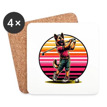 Drôle Malinois Chien Golf Jeu Design Cool - Dessous de verre (lot de 4) - blanc - Devant