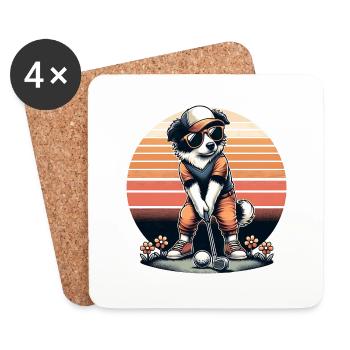 Funny Border Collie Golf Design for Golfers - Coasters (set of 4) - white - Front