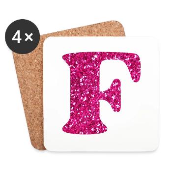 Letter f pink glitter - Coasters (set of 4) - white - Front