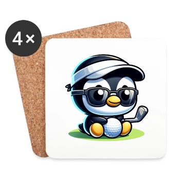 Cool Lustiger Pinguin Golfspieler - Untersetzer (4er-Set) - Weiß - Vorne