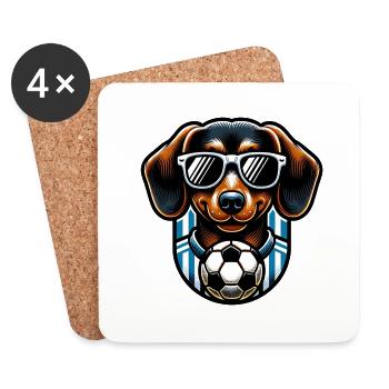 Teckel Joueur de football Fan viennois Propriétaire de chien - Dessous de verre (lot de 4) - blanc - Devant