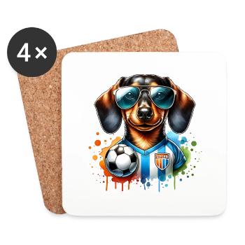 Dachshund Soccer Player Viennese Dog Fan - Coasters (set of 4) - white - Front