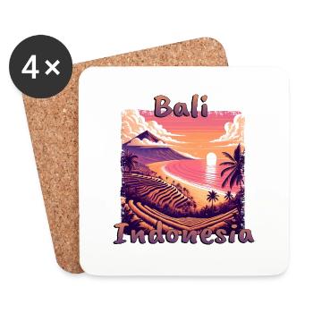 Bali Indonesien Sonnenuntergang Strand Orange - Untersetzer (4er-Set) - Weiß - Vorne