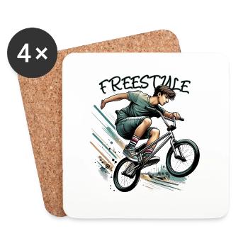 Vélo cycliste BMX - Dessous de verre (lot de 4) - blanc - Devant