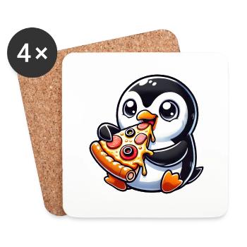 Lustiger Pinguin Pizza Oliven Käse Fast Food - Untersetzer (4er-Set) - Weiß - Vorne