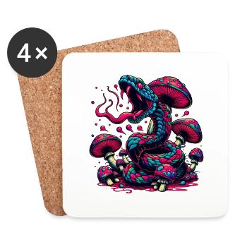 Serpent psychédélique aux champignons - Dessous de verre (lot de 4) - blanc - Devant