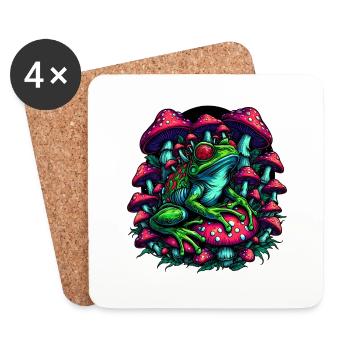 Grenouille psychédélique aux champignons - Dessous de verre (lot de 4) - blanc - Devant