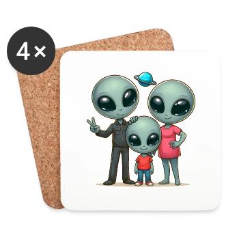 Alien Family - Coasters (set of 4) - white - Front