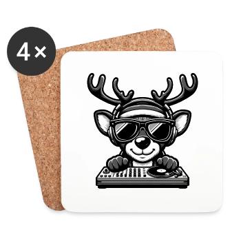 DJ Reindeer - Coasters (set of 4) - white - Front