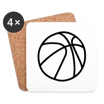 Ballon de basket - Dessous de verre (lot de 4) - blanc - Devant