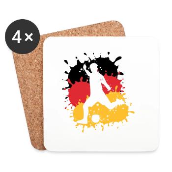 Fußball, Deutschland,Flagge, Fußballer,Graffiti - Untersetzer (4er-Set) - Weiß - Vorne