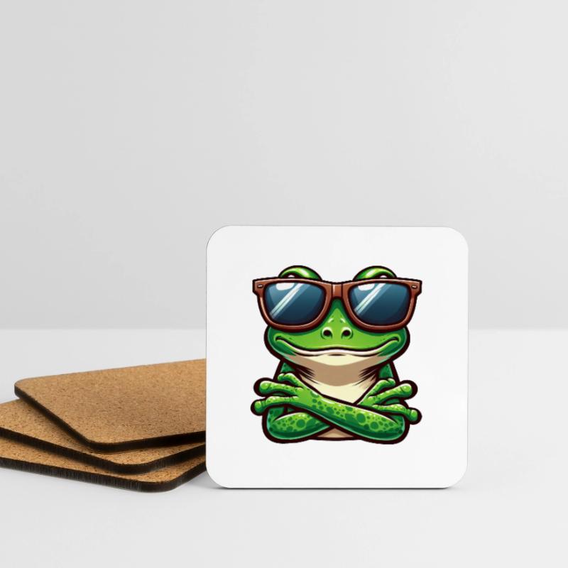 Cool Frog Toad Toad Sunglasses Cartoon Coasters (set of 4)