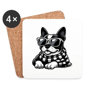 Cute dog with sunglasses - Coasters (set of 4) - white - Front