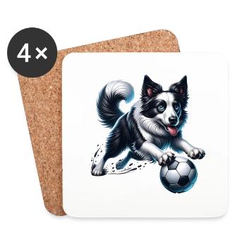 Border Collie Dog Football Player Ball Fan - Coasters (set of 4) - white - Front