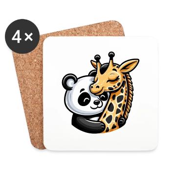 Cuddling Panda And Giraffe In Love - Untersetzer (4er-Set) - Weiß - Vorne