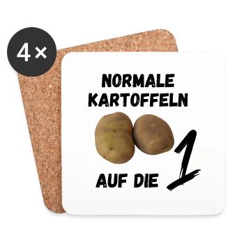 Regular potatoes on the 1 | Football Meme EM - Coasters (set of 4) - white - Front