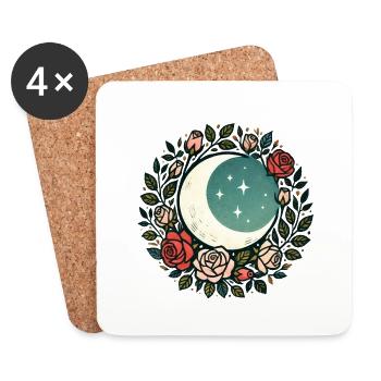 Crescent Moon Roses - Coasters (set of 4) - white - Front