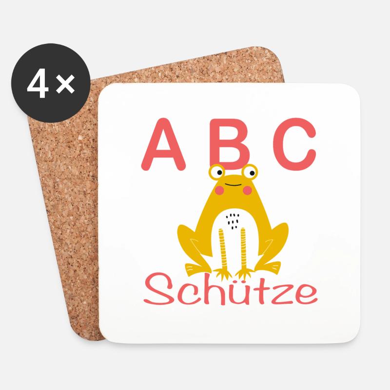 ABC-Schütze mit Frosch - Untersetzer (4er-Set) - Weiß