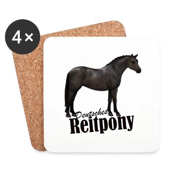 Deutsches Reitpony Rappe - Untersetzer (4er-Set) - Weiß - Vorne