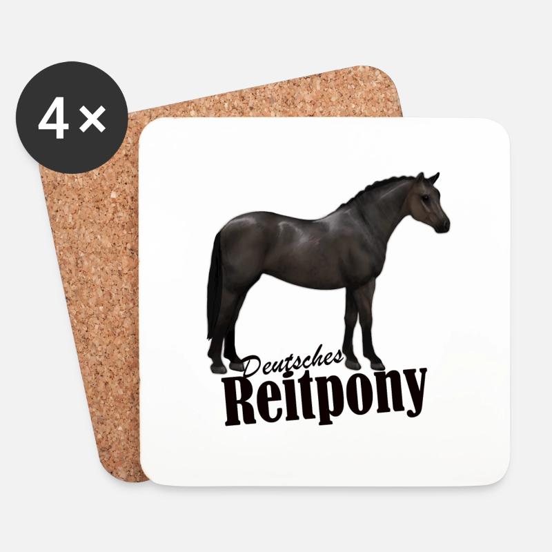 Deutsches Reitpony Rappe - Untersetzer (4er-Set) - Weiß