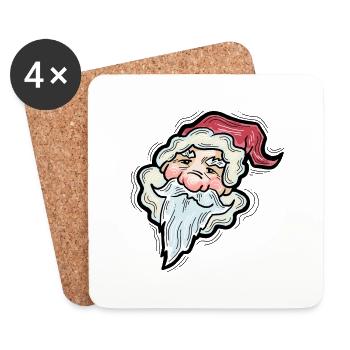 Père Noël - Dessous de verre (lot de 4) - blanc - Devant