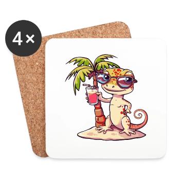 Echse Sommer Strand Comic - Untersetzer (4er-Set) - Weiß - Vorne