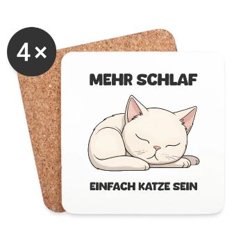 Schlafende süße Katze - Untersetzer (4er-Set) - Weiß - Vorne
