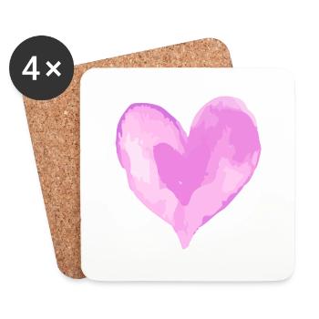 Herz Love Wasserfarben Valentinstag - Untersetzer (4er-Set) - Weiß - Vorne