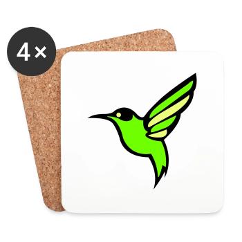 Silhouette d'oiseau colibri - Dessous de verre (lot de 4) - blanc - Devant