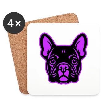 French Bulldog Dog Head - Coasters (set of 4) - white - Front