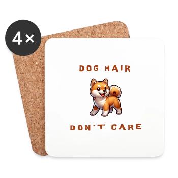 Dog Hair, don't care Shiba Inu doggo - Coasters (set of 4) - white - Front