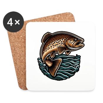 Bachforelle Forelle Angeln Fisch - Untersetzer (4er-Set) - Weiß - Vorne