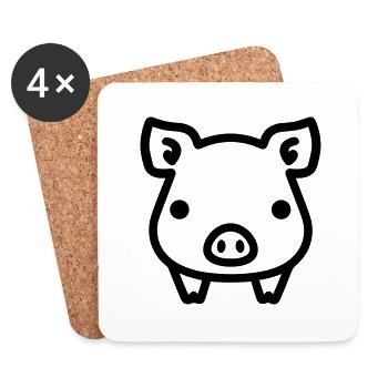 pig - Coasters (set of 4) - white - Front