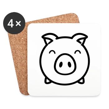 cochon - Dessous de verre (lot de 4) - blanc - Devant