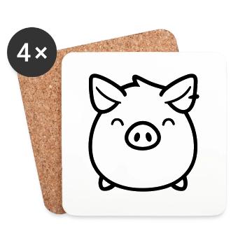 pig - Coasters (set of 4) - white - Front