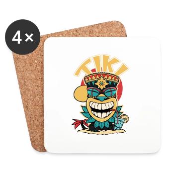 Tiki mask drinking a. - Coasters (set of 4) - white - Front