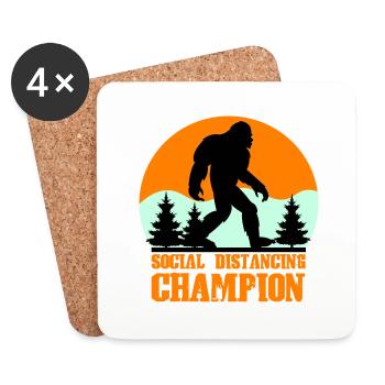 big foot social distancing - Coasters (set of 4) - white - Front