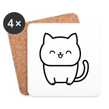 cat - Coasters (set of 4) - white - Front