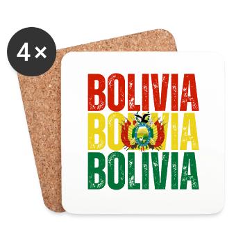 Drapeau bolivien, fierté bolivienne - Dessous de verre (lot de 4) - blanc - Devant