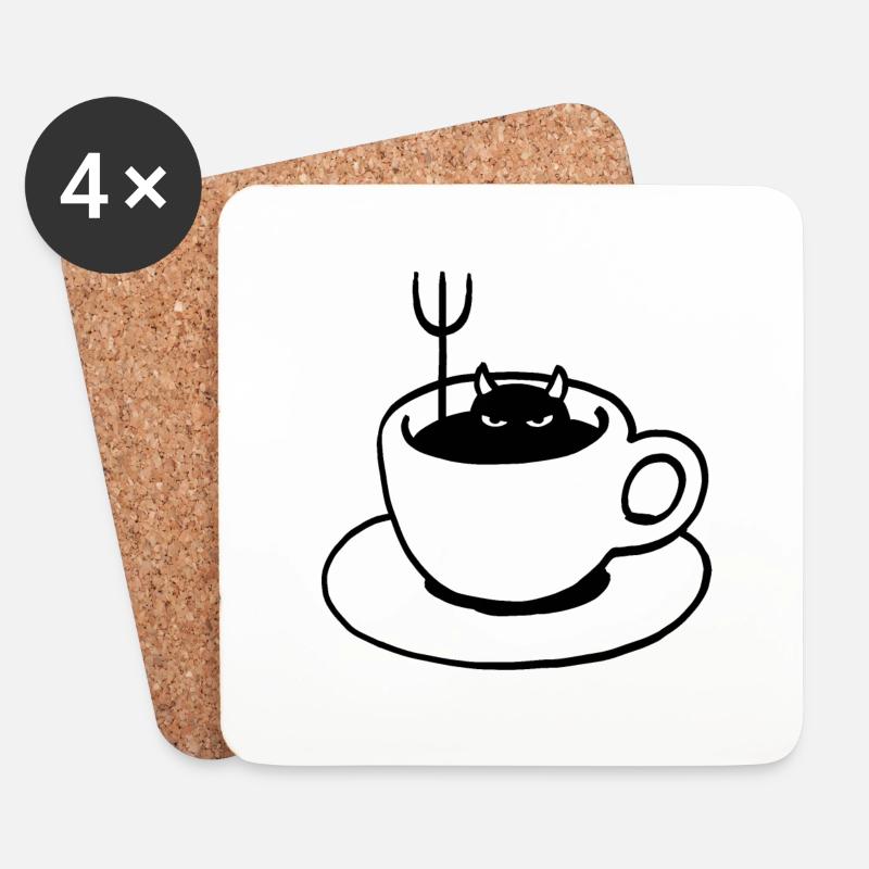 Kaffeeteufel - Untersetzer (4er-Set) - Weiß