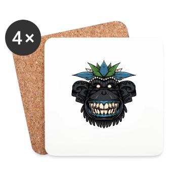 Tiki Chimpanzé - Dessous de verre (lot de 4) - blanc - Devant