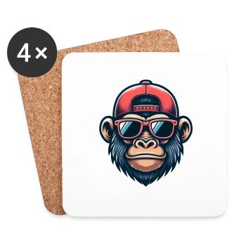 Gorilla with Basecap and Sunglasses - Untersetzer (4er-Set) - Weiß - Vorne