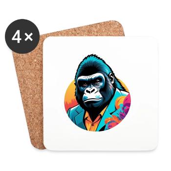Gorilla im Anzug - Untersetzer (4er-Set) - Weiß - Vorne